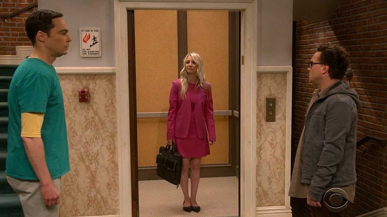 Penny standing in the elevator