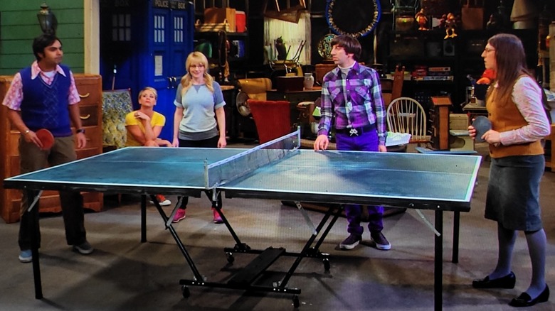 Big Bang Theory cast playing ping pong