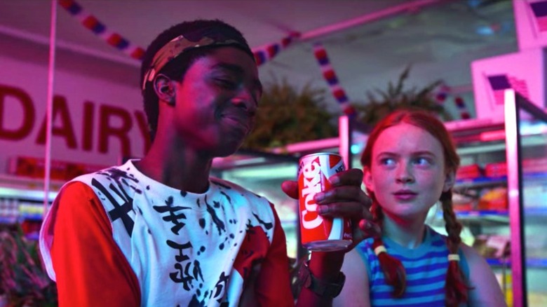 Lucas drinking New Coke with Max on Stranger Things