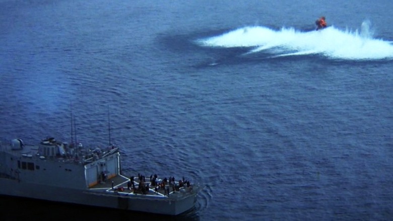 A US Navy ship and an explosion in The Hunt for Red October