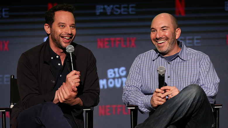 Nick Kroll and Andrew Goldberg on stage