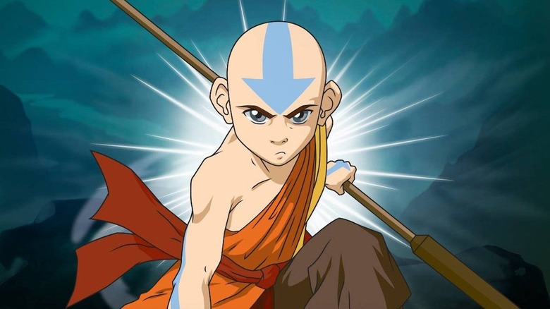 Aang is ready for battle with his staff