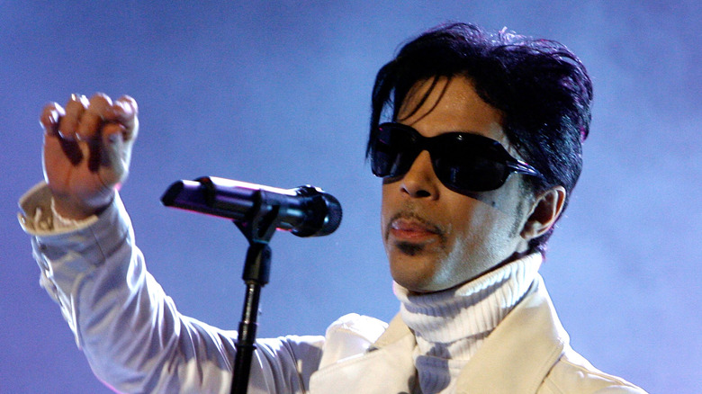 Prince performing on stage