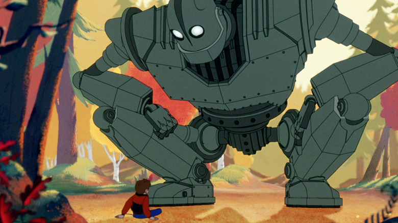 Hogarth encounters a metal alien visitor The Iron Giant