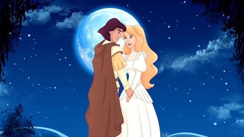 A tender romantic moment from The Swan Princess