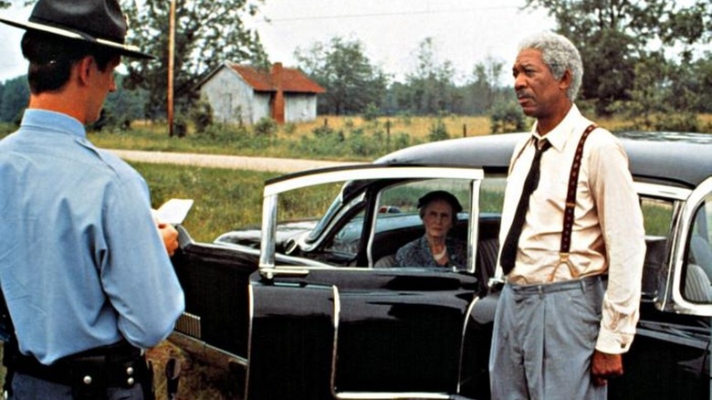 Morgan Freeman talking to a cop