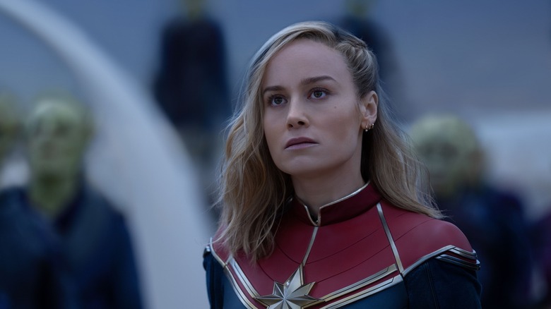 Captain Marvel looking up