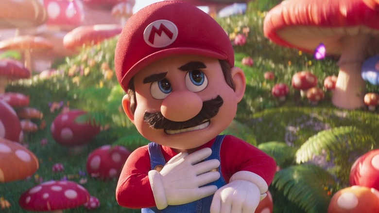 Mario surrounded by mushrooms