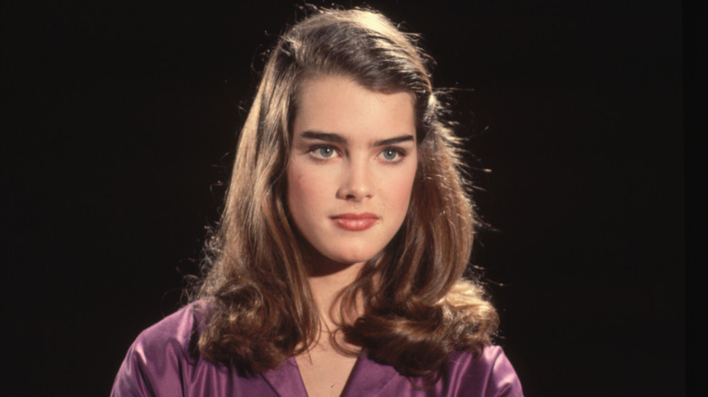 Brooke Shields wearing purple blouse in 1981