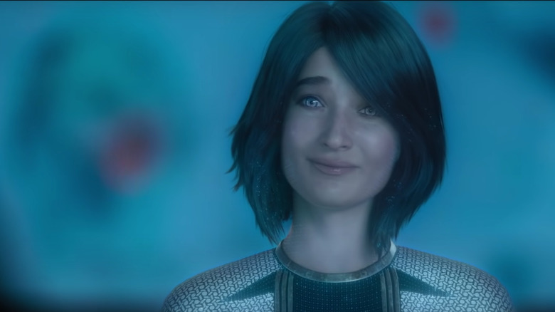 Cortana smiling in halo trailer