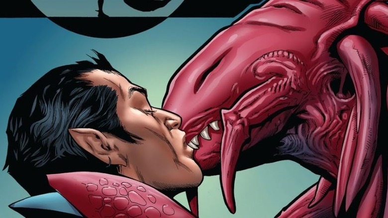 Namor kissing a fish monster