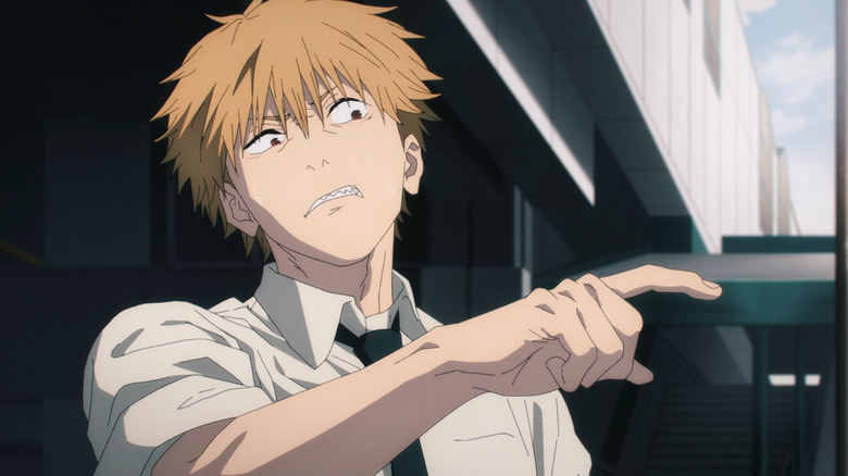 Disgusted Denji pointing a finger