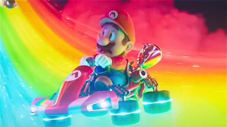 Mario driving his kart