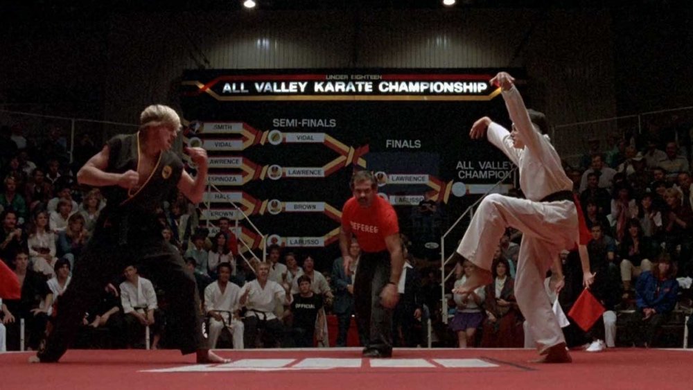 Ralph Macchio and William Zabka in The Karate Kid