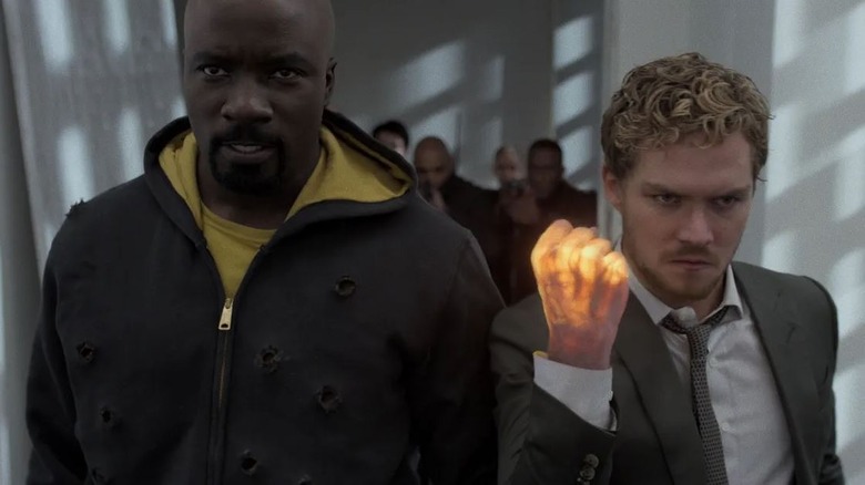 Luke Cage and Iron Fist fighting