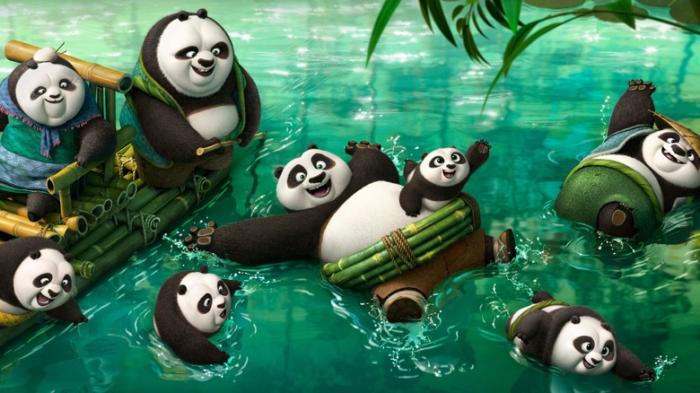 Po with his panda brethren