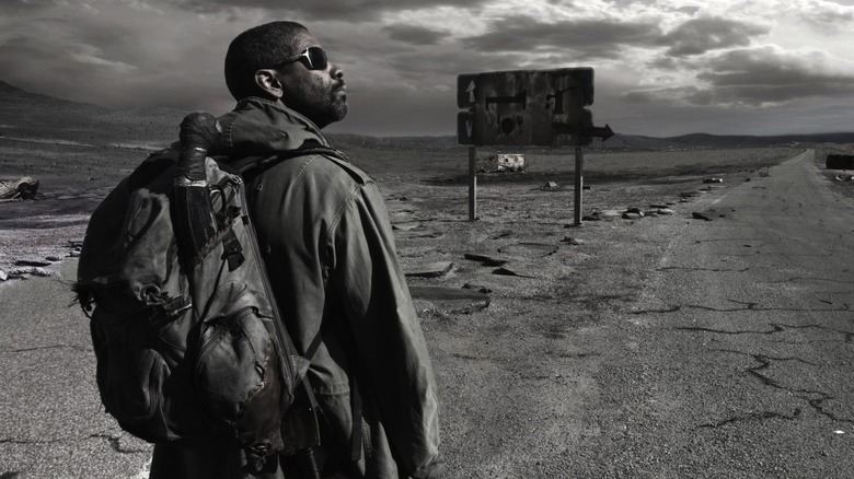 Denzel Washington navigating a wasteland