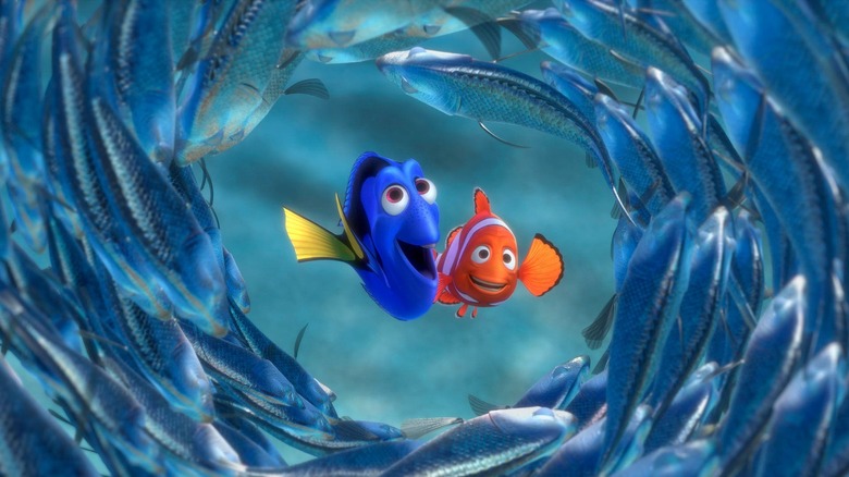 Marlin and Dory swimming