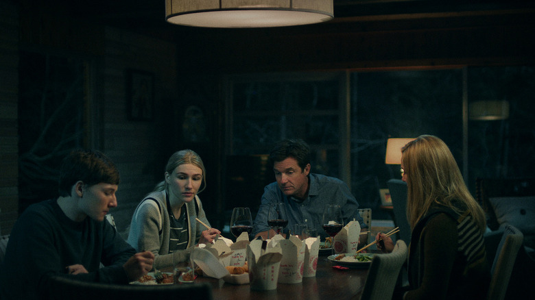 Jonah, Charlotte, Marty, and Wendy eating Ozark