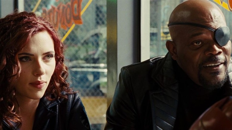 Nick Fury with Natasha Romanoff