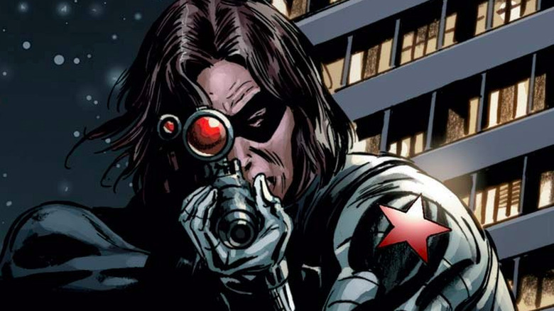 The Winter Soldier aims rifle