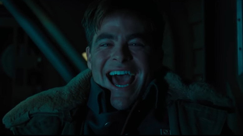 Steve Trevor laughing in cockpit