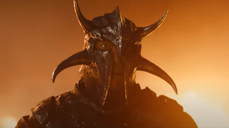 Ares wearing horned helmet