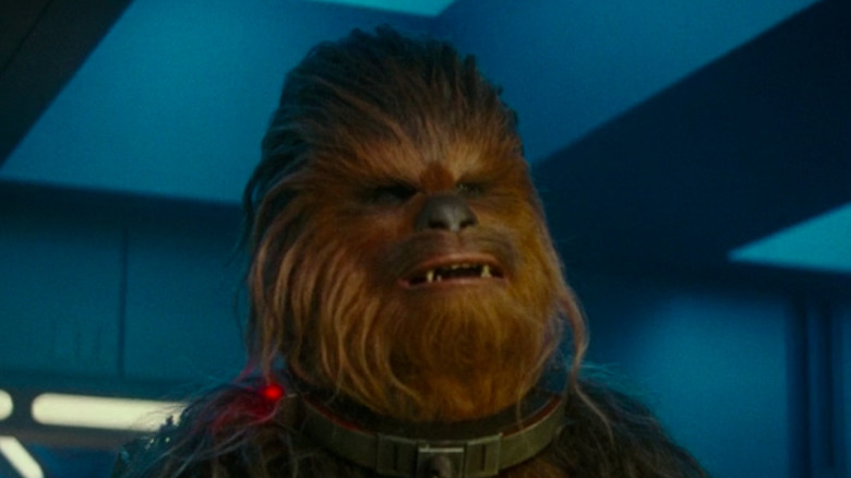 Chewbacca grunting in "The Rise of Skywalker"