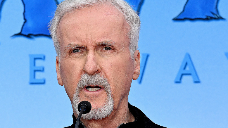 James Cameron looking mad at event