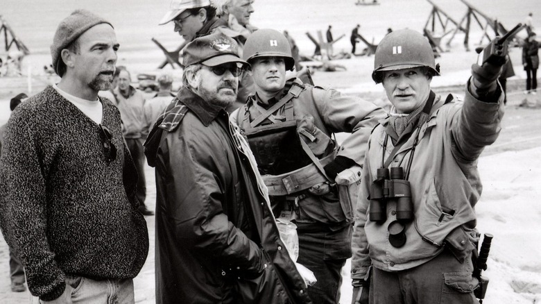 Spielberg on set with Hanks