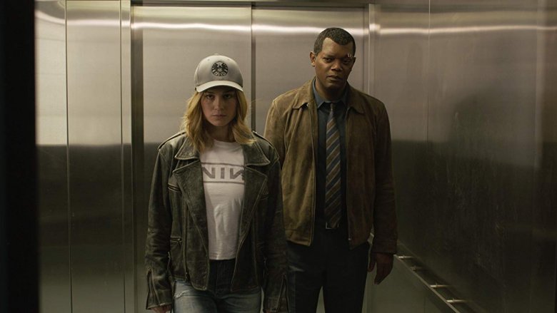 Brie Larson and Samuel L. Jackson in Captain Marvel