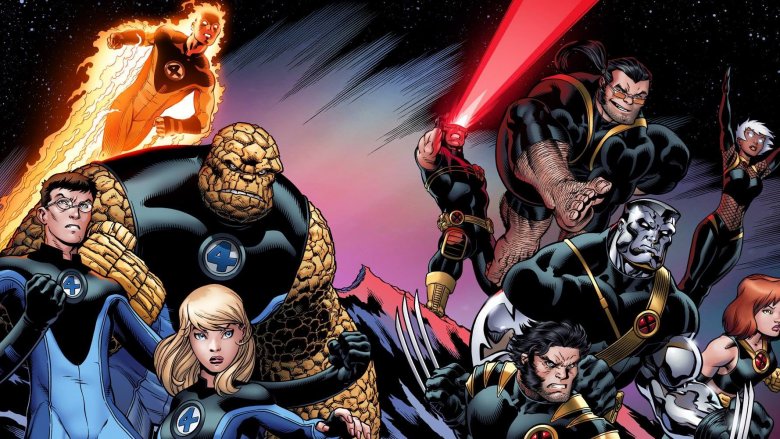 An image of the FF and the X-Men from Marvel's Ultimate comics