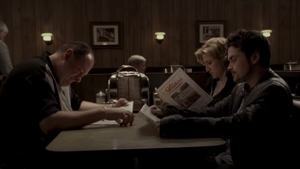 James Gandolfini as Tony Soprano sits down to dinner in The Sopranos