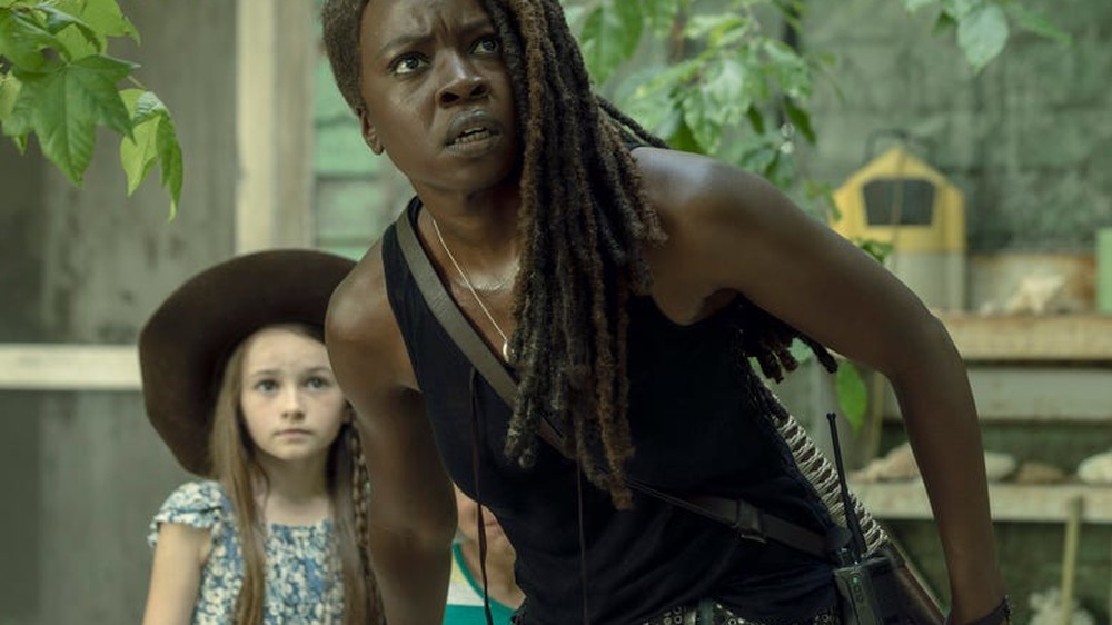 Michonne with Judith in The Walking Dead