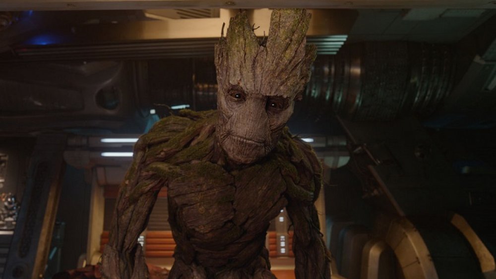 Groot peering at the viewer in Guardians of the Galaxy
