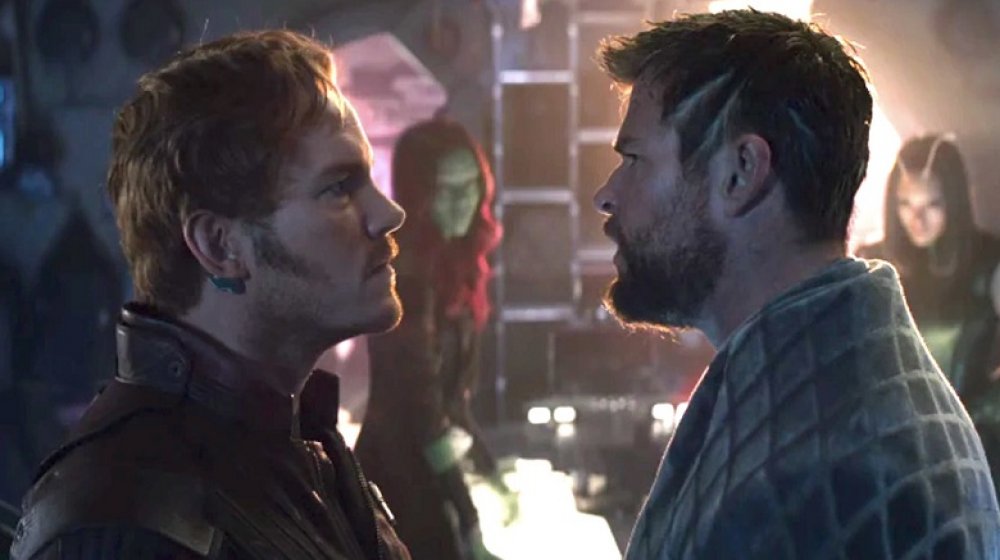 Chris Pratt as Star-Lord and Chris Hemsworth as Thor in Avengers: Infinity War