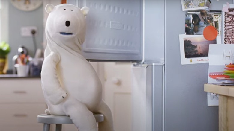 Clarence the polar bear in a freezer