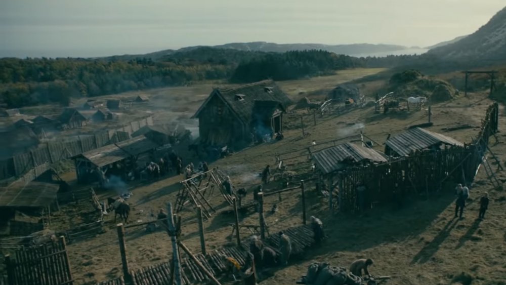 A scene from Vikings with more historically accurate houses