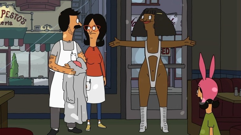 Marshmallow visits Bob's Burgers