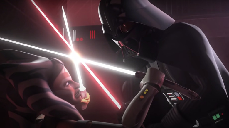 Ahsoka battling Vader in Rebels