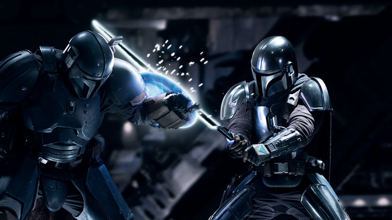 The Mandalorian fighting with the Darksaber