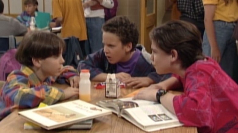 Ben Savage and Rider Strong reacting in surprise to Chauncey Leopardi