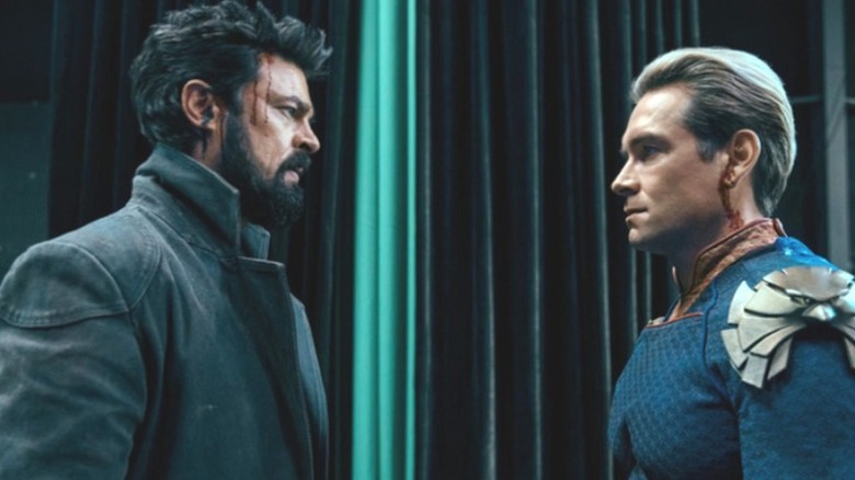 Karl Urban and Antony Starr facing each other 