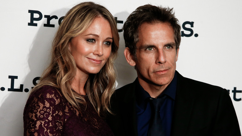 Ben Stiller and Christine Taylor smiling