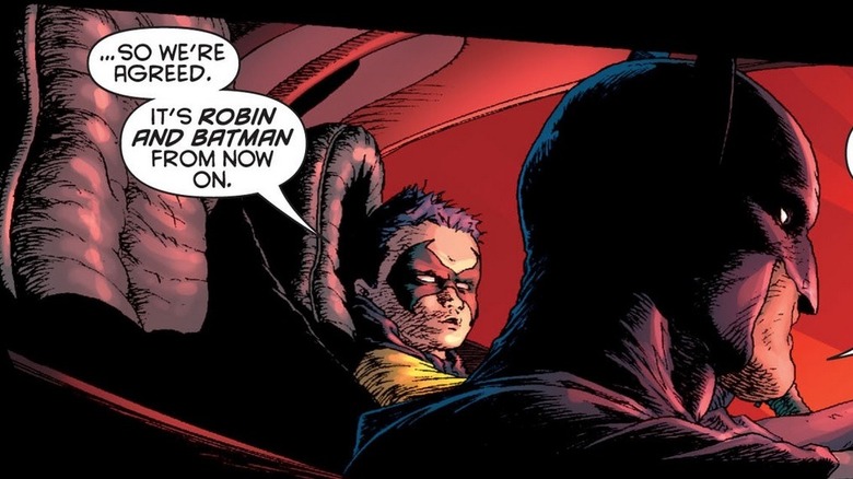 Robin speaking to Batman