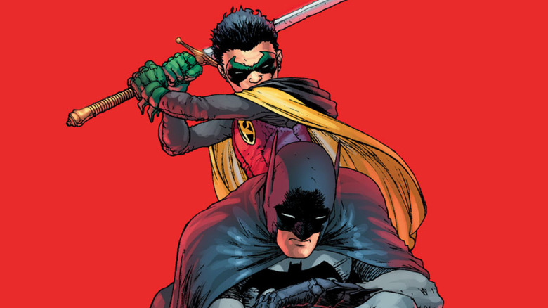 Robin looking to attack Batman