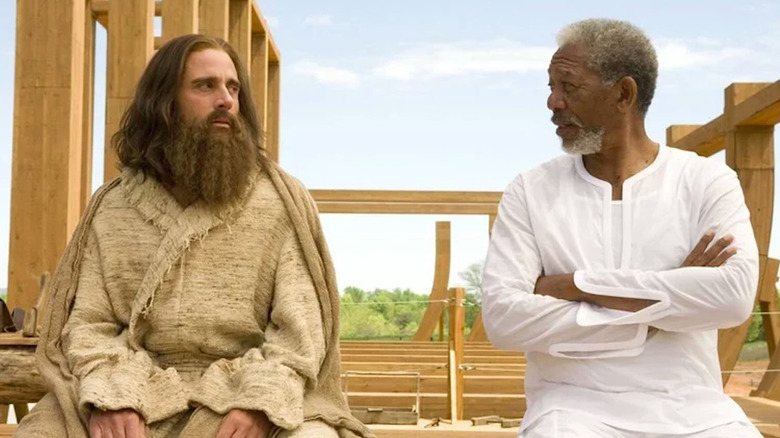 Evan (Steve Carrell) and God (Morgan Freeman) talking in Evan Almighty