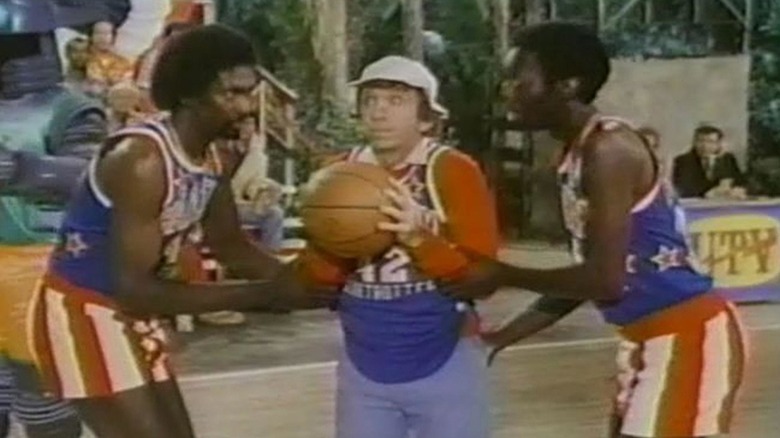 Gilligan plays basketball with the Harlem Globetrotters in "The Harlem Globetrotters on Gilligan's Island" (1981)