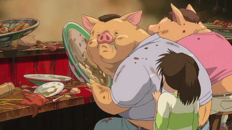 Chihiro discovering her parents are pigs 