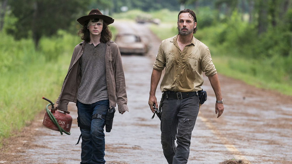 Carl and Rick in The Walking Dead